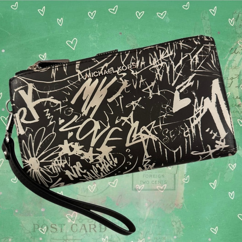 Michael Kors Adele Graffiti Leather Smartphone Wallet